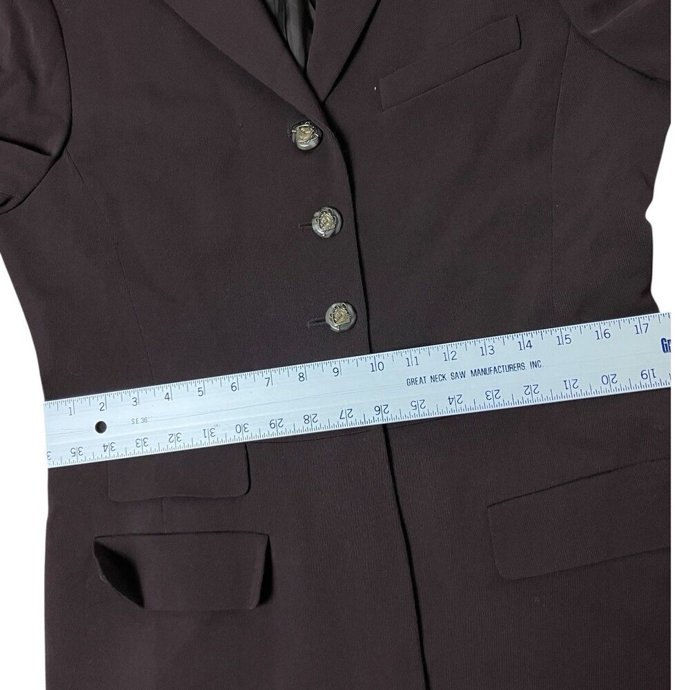 Lauren Ralph Lauren Brown Wool Leather Collar Horse Buttons Equestrian Blazer - Picture 10 of 14